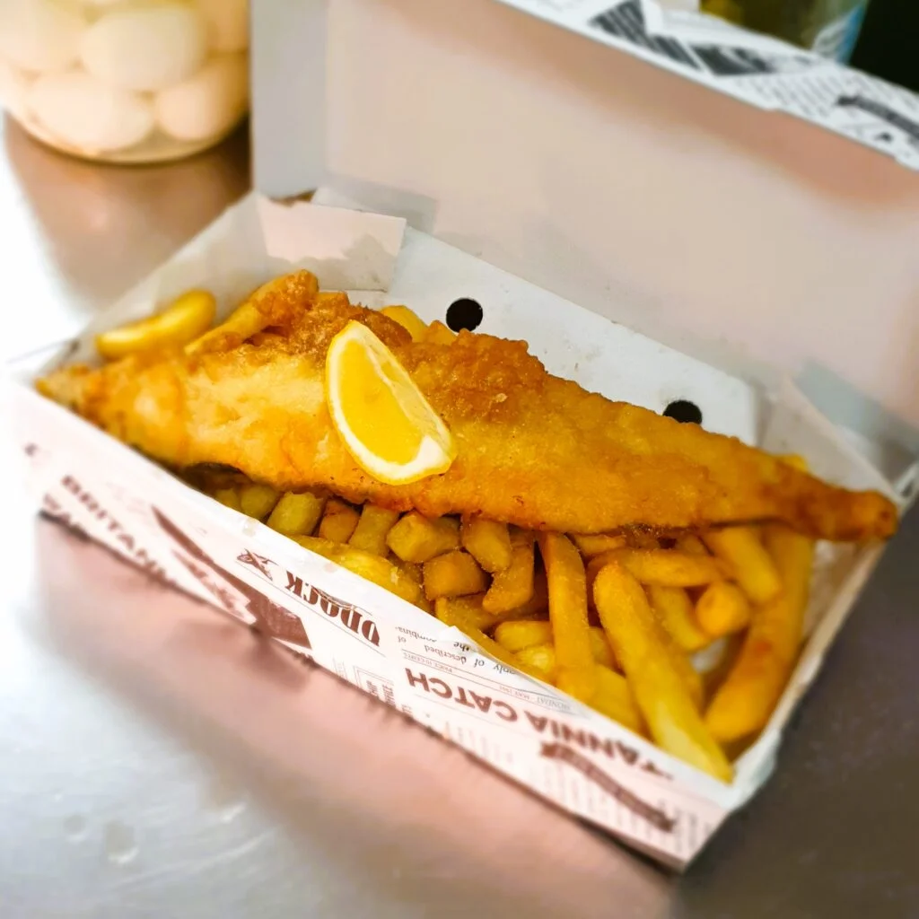 Fish, chips, lemon box